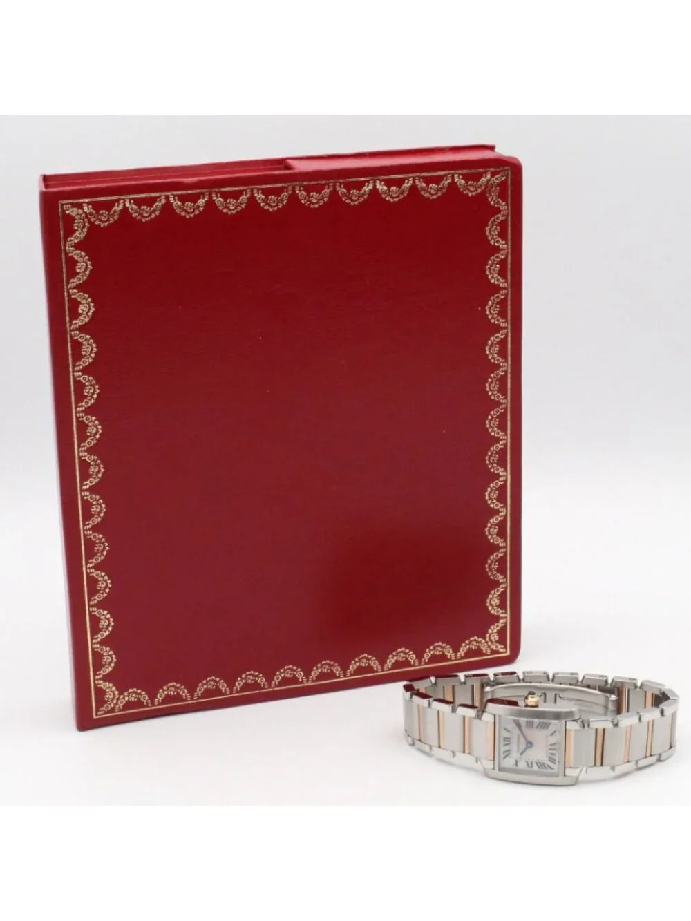 Cartier Watch Tank Francaise SM Pink Shell 18k Gold Stainless Steel